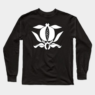 White heraldic pomegranate Long Sleeve T-Shirt